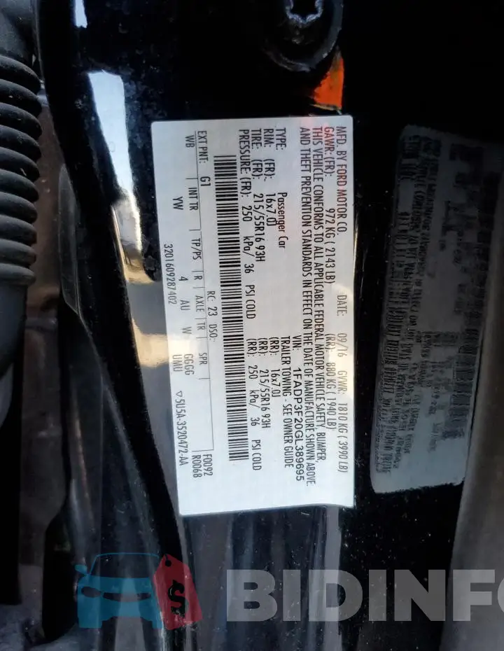 1FADP3F20GL389695 Photo# 12