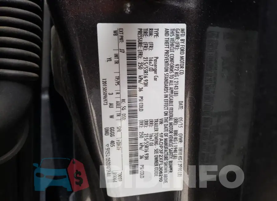 1FADP3F2XFL306210 Photo# 13