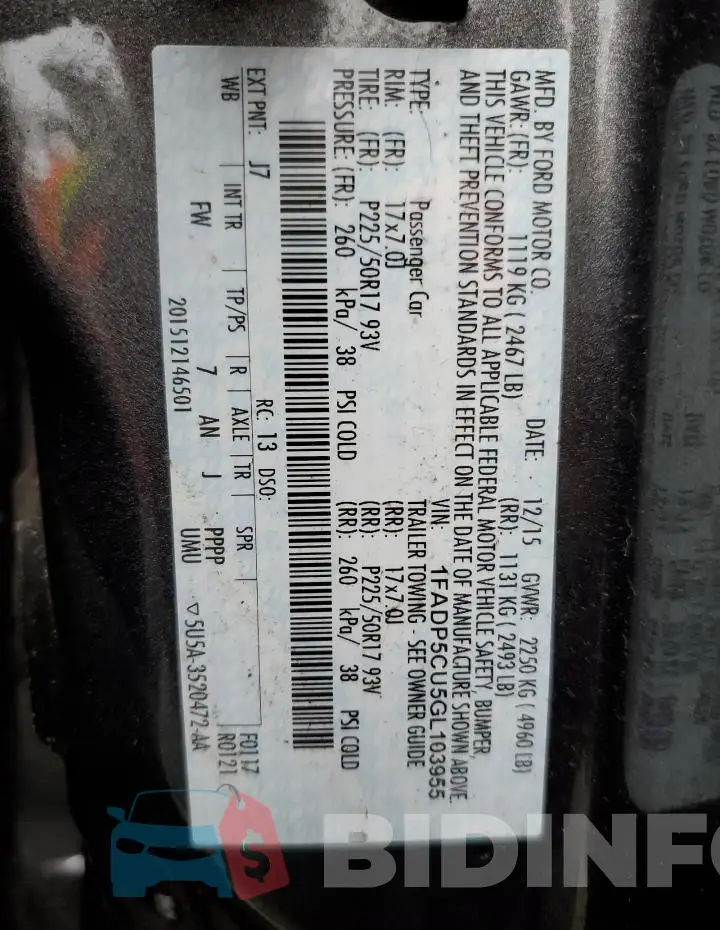 1FADP5CU5GL103955 Photo# 12