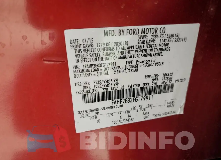 1FAHP2E83FG179911 Photo# 12