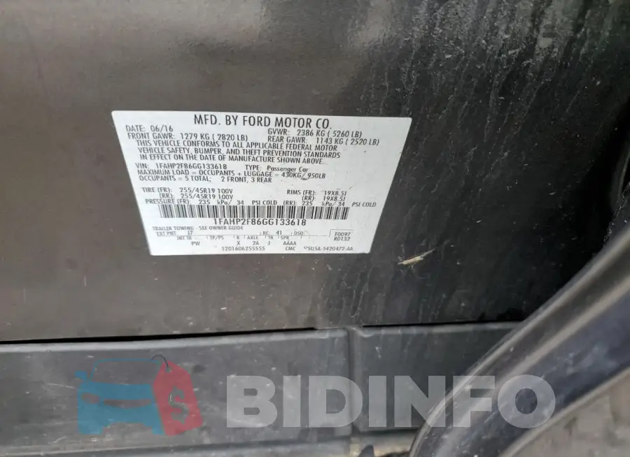 1FAHP2F86GG133618 Photo# 12