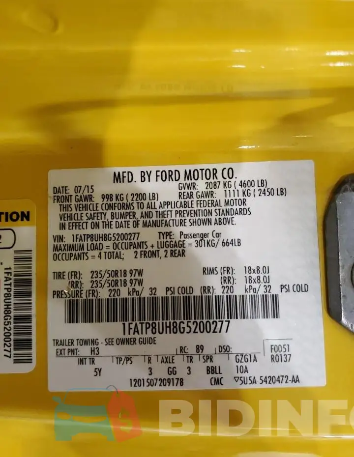1FATP8UH8G5200277 Photo# 12