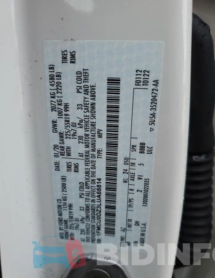 1FMCU0DZ3LUA68814 Photo# 14