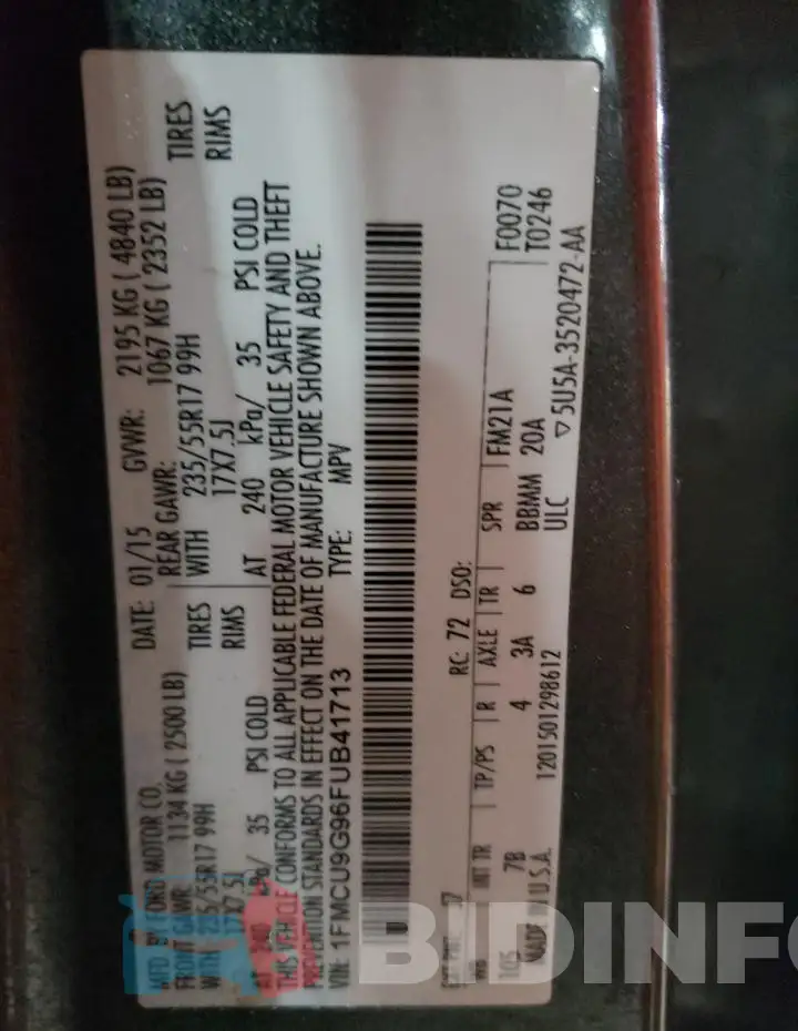 1FMCU9G96FUB41713 Photo# 12