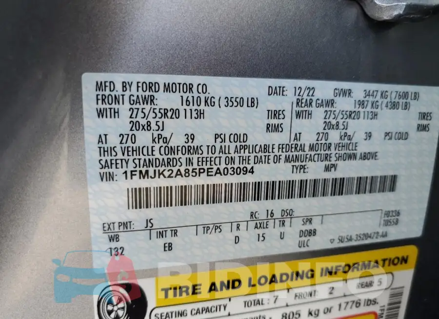 1FMJK2A85PEA03094 Photo# 14