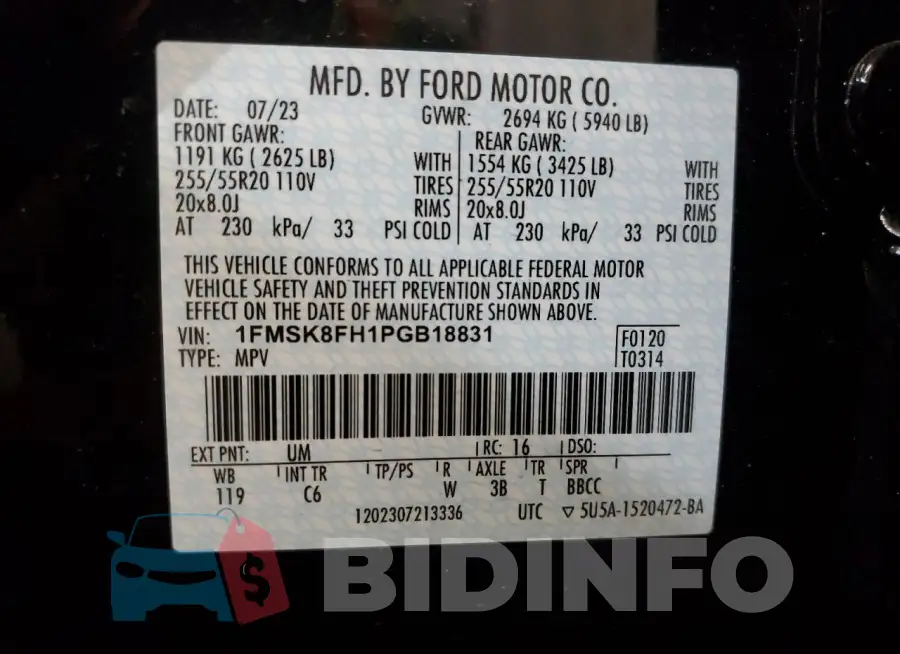 1FMSK8FH1PGB18831 Photo# 14