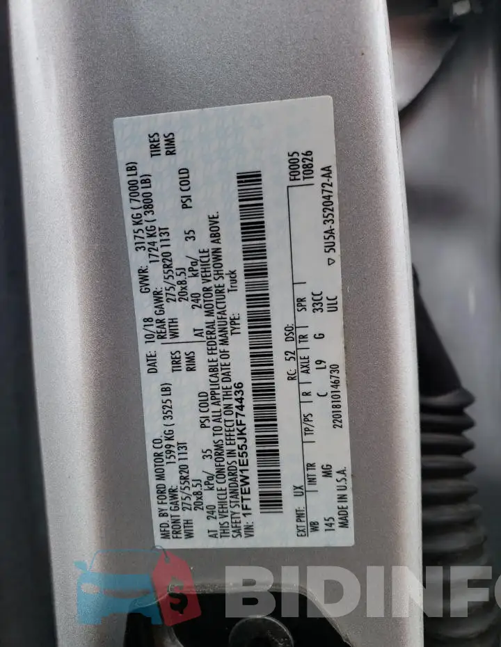 1FTEW1E55JKF74436 Photo# 12