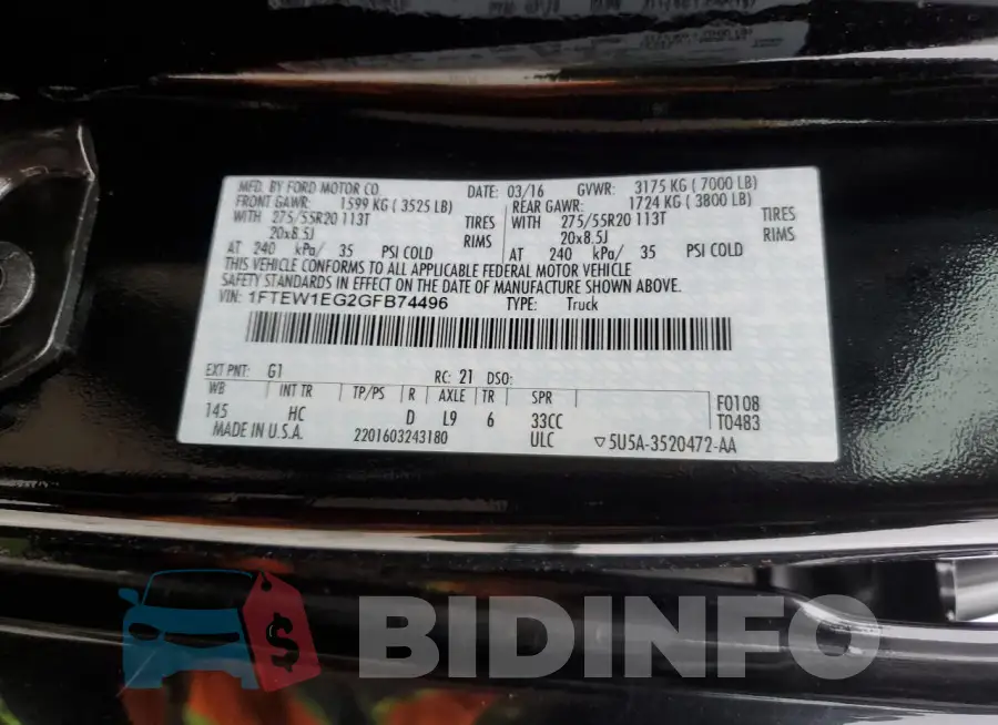 1FTEW1EG2GFB74496 Photo# 12