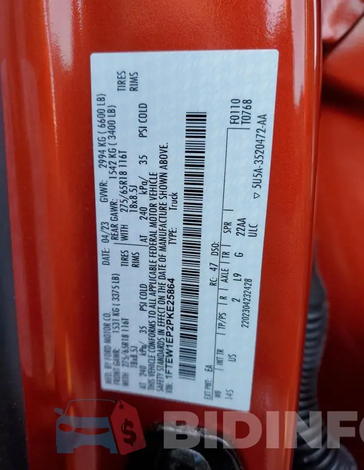 1FTEW1EP2PKE25864 Photo# 12