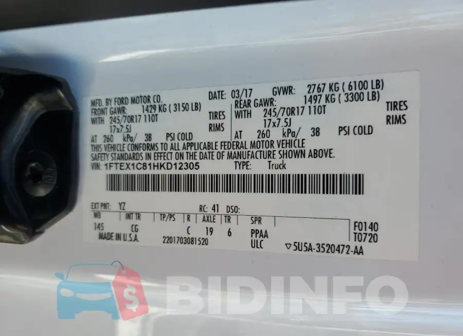 1FTEX1C81HKD12305 Photo# 12