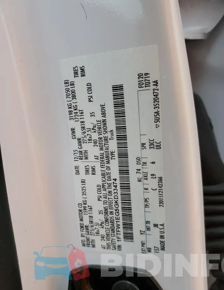 1FTFW1EG5GKD33474 Photo# 13