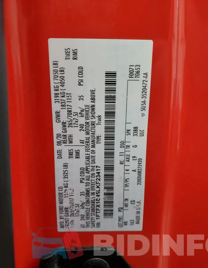 1FTFX1E45LKF23417 Photo# 12
