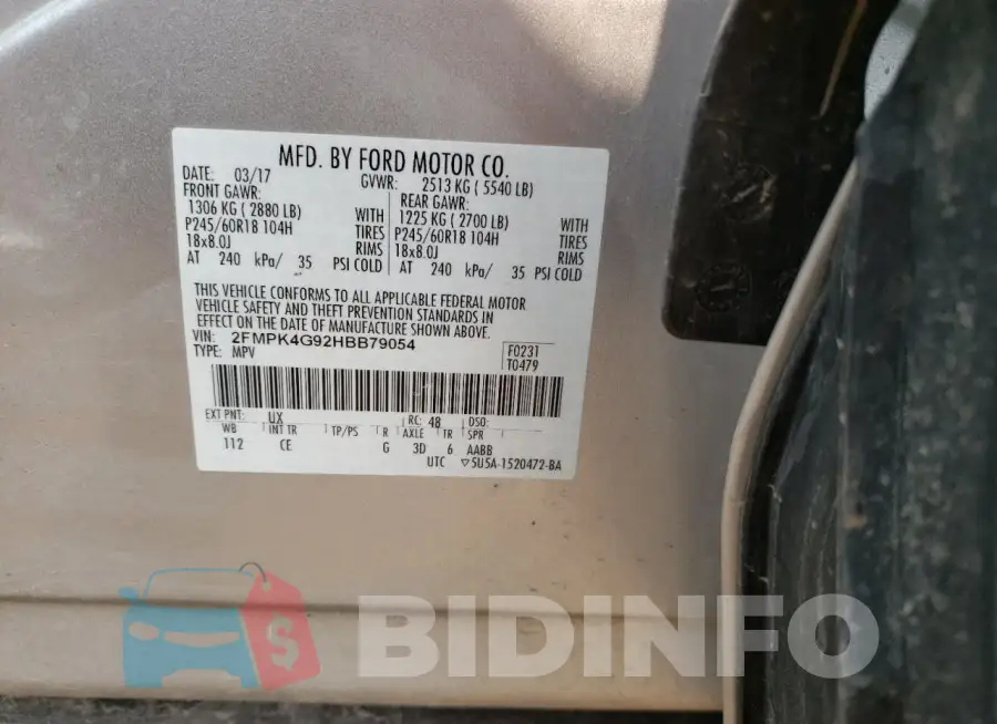 2FMPK4G92HBB79054 Photo# 13