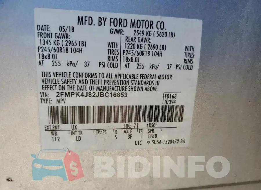 2FMPK4J82JBC16853 Photo# 13