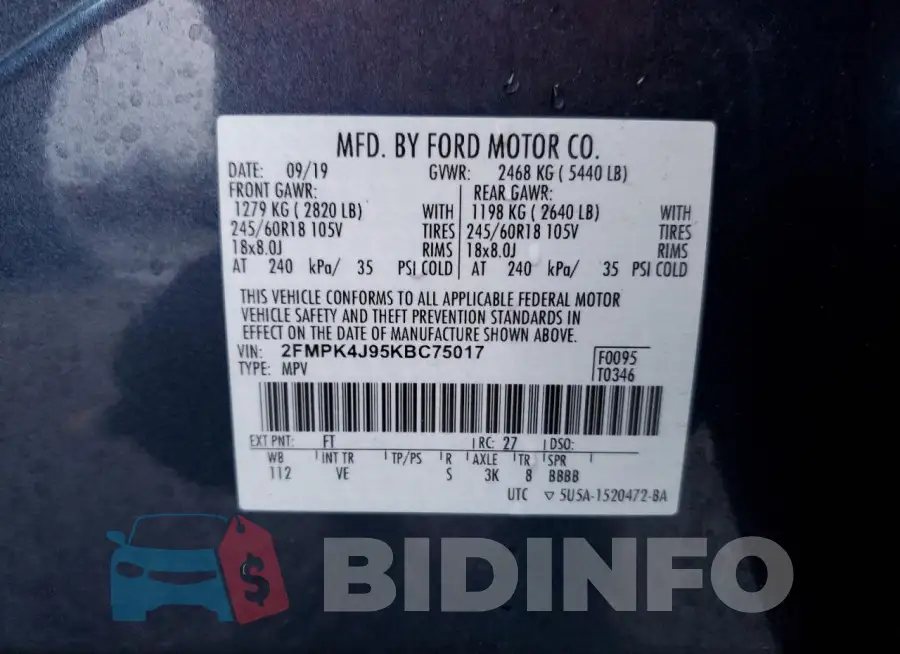 2FMPK4J95KBC75017 Photo# 13