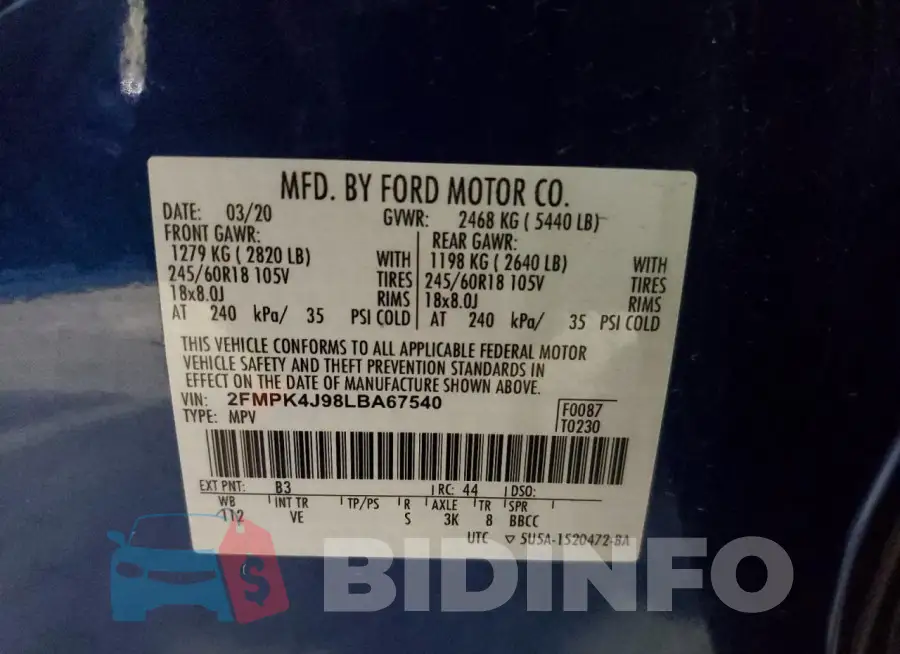 2FMPK4J98LBA67540 Photo# 14
