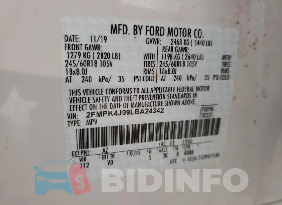 2FMPK4J99LBA24342 Photo# 12