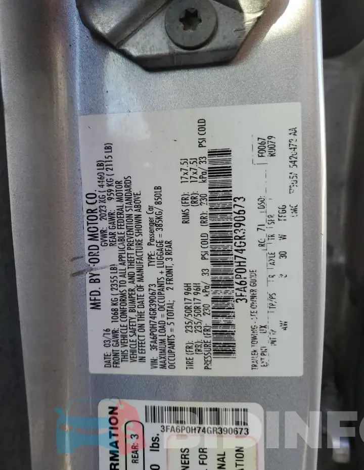 3FA6P0H74GR390673 Photo# 12