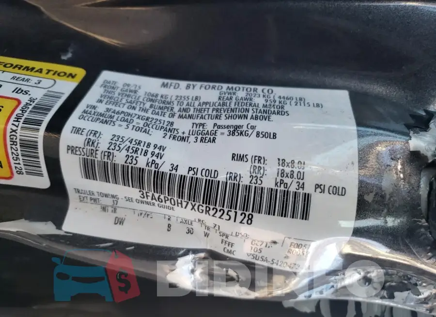 3FA6P0H7XGR225128 Photo# 12