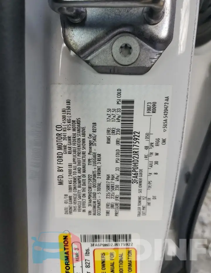 3FA6P0HD2JR175922 Photo# 12