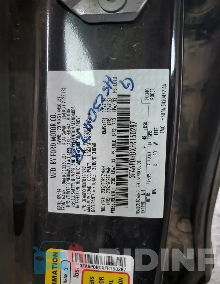 3FA6P0HDXFR150287 Photo# 12