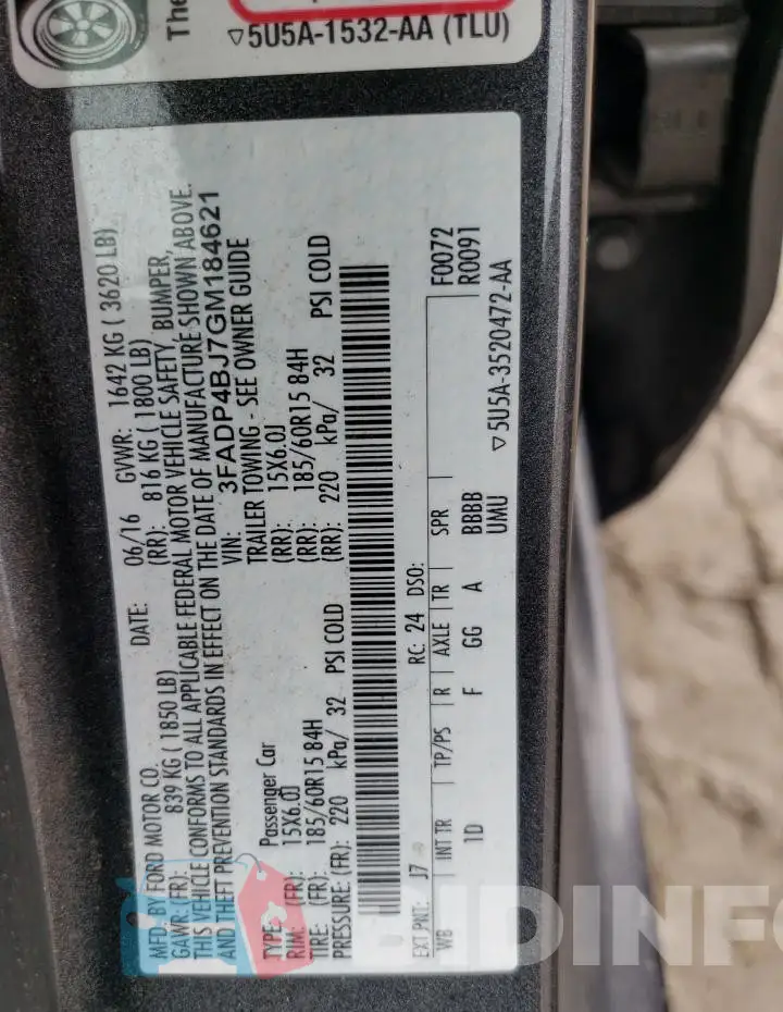 3FADP4BJ7GM184621 Photo# 12