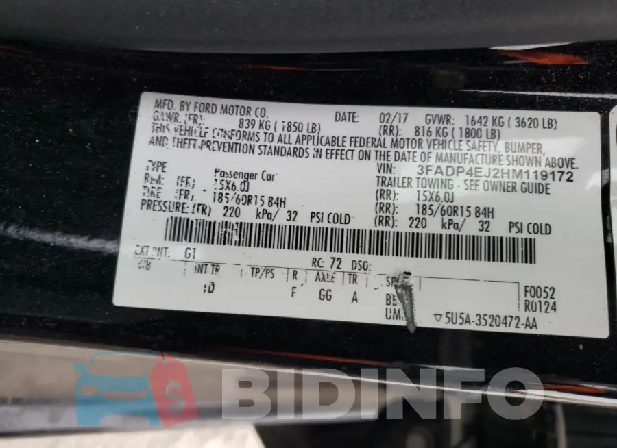 3FADP4EJ2HM119172 Photo# 13
