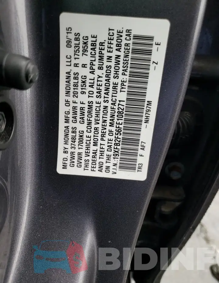 19XFB2F56FE108271 Photo# 13