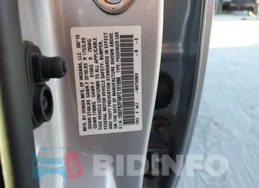 19XFB2F58FE101998 Photo# 12