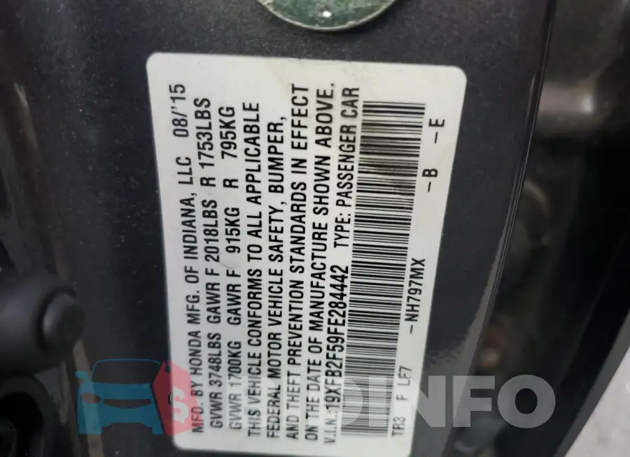 19XFB2F59FE284442 Photo# 12