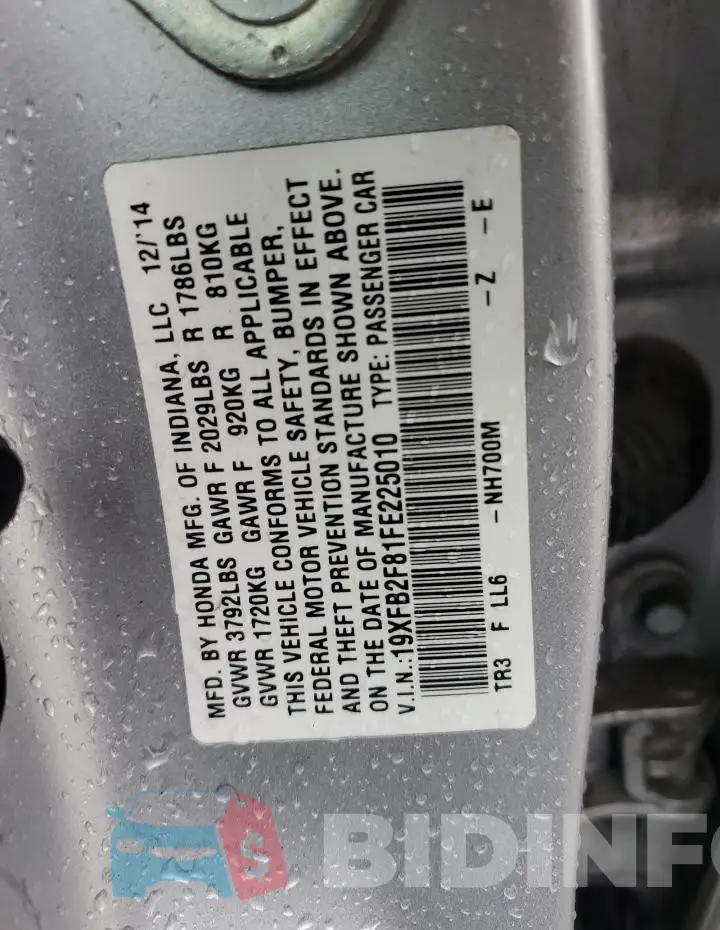 19XFB2F81FE225010 Photo# 12