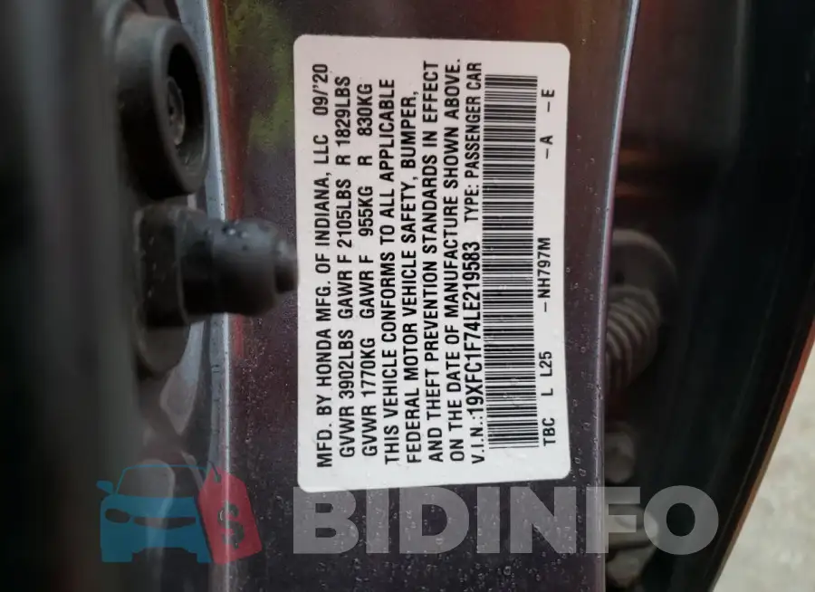 19XFC1F74LE219583 Photo# 12