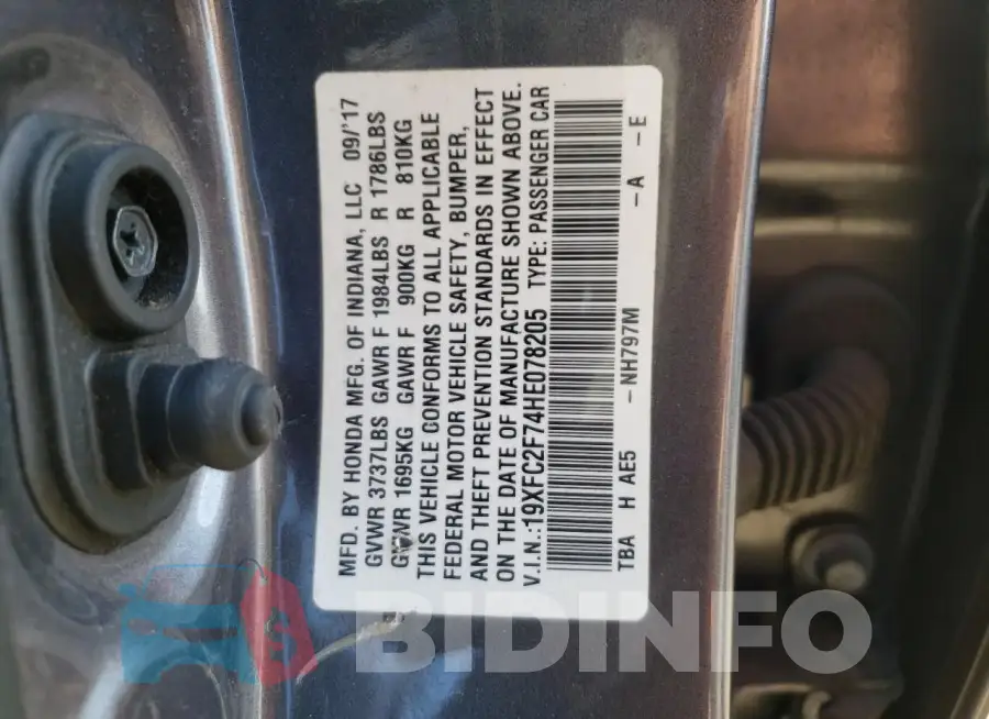 19XFC2F74HE078205 Photo# 12
