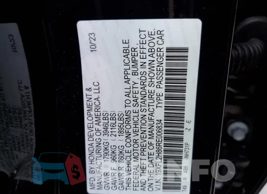 19XFL2H86RE006834 Photo# 12