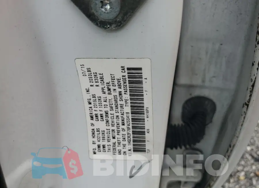 1HGCR2F76FA255419 Photo# 12