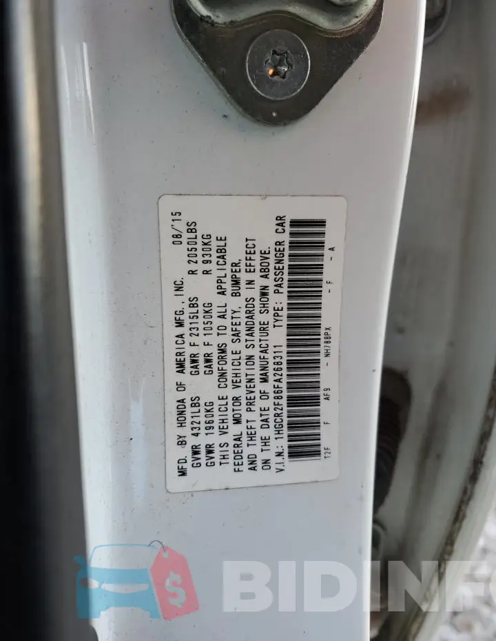 1HGCR2F86FA268311 Photo# 13
