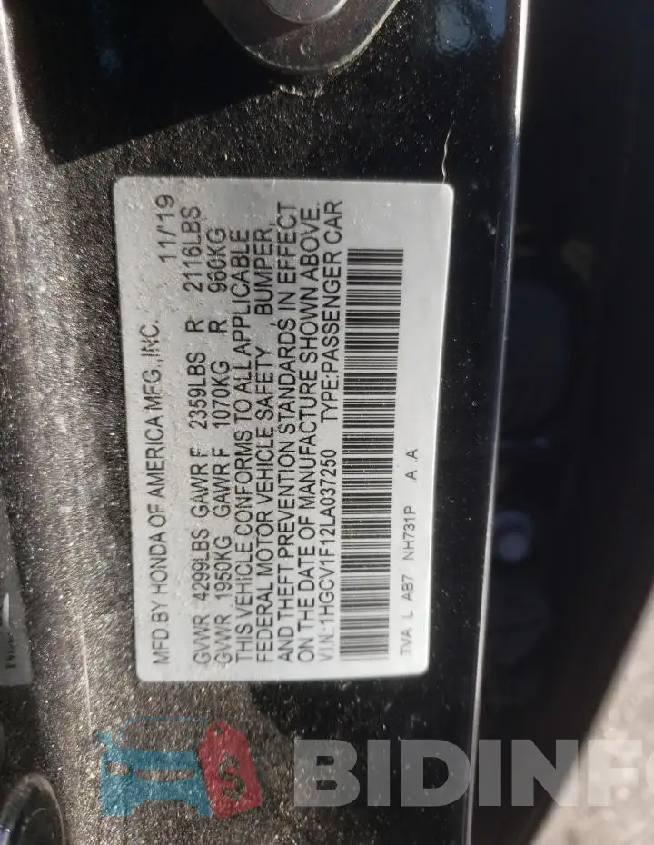 1HGCV1F12LA037250 Photo# 12