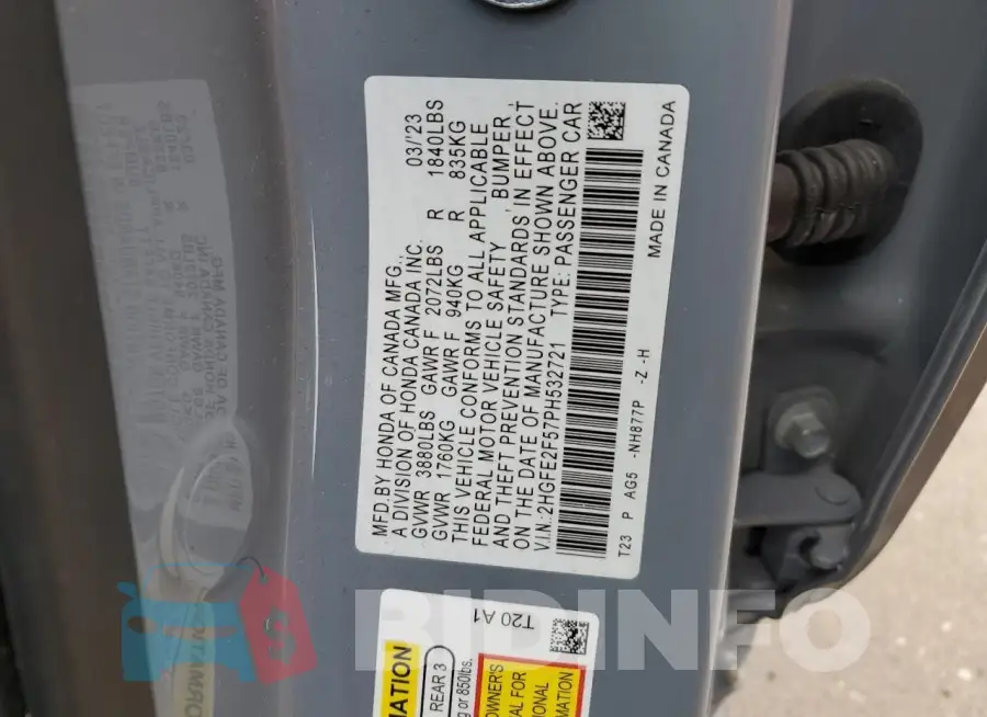 2HGFE2F57PH532721 Photo# 12