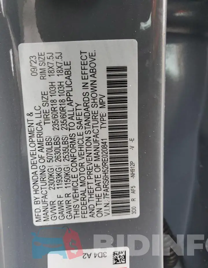 7FARS6H52RE020841 Photo# 13