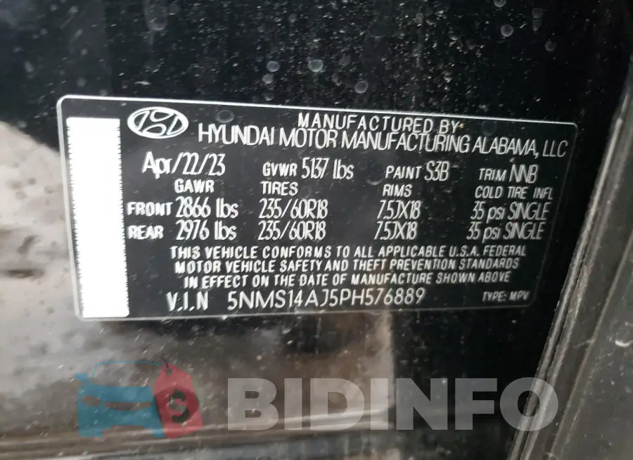 5NMS14AJ5PH576889 Photo# 12