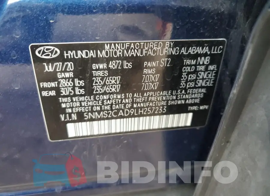 5NMS2CAD9LH257233 Photo# 12