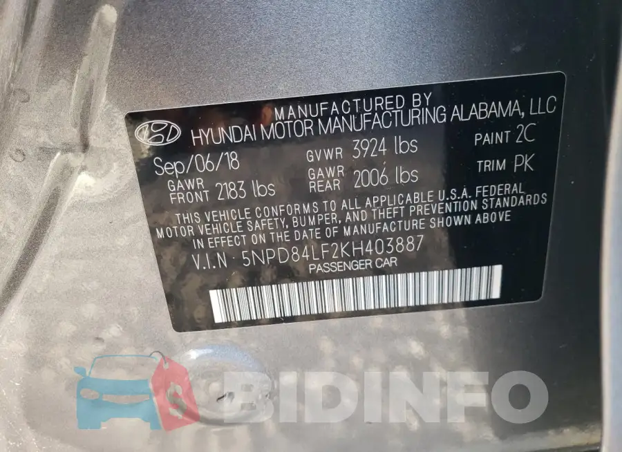 5NPD84LF2KH403887 Photo# 12