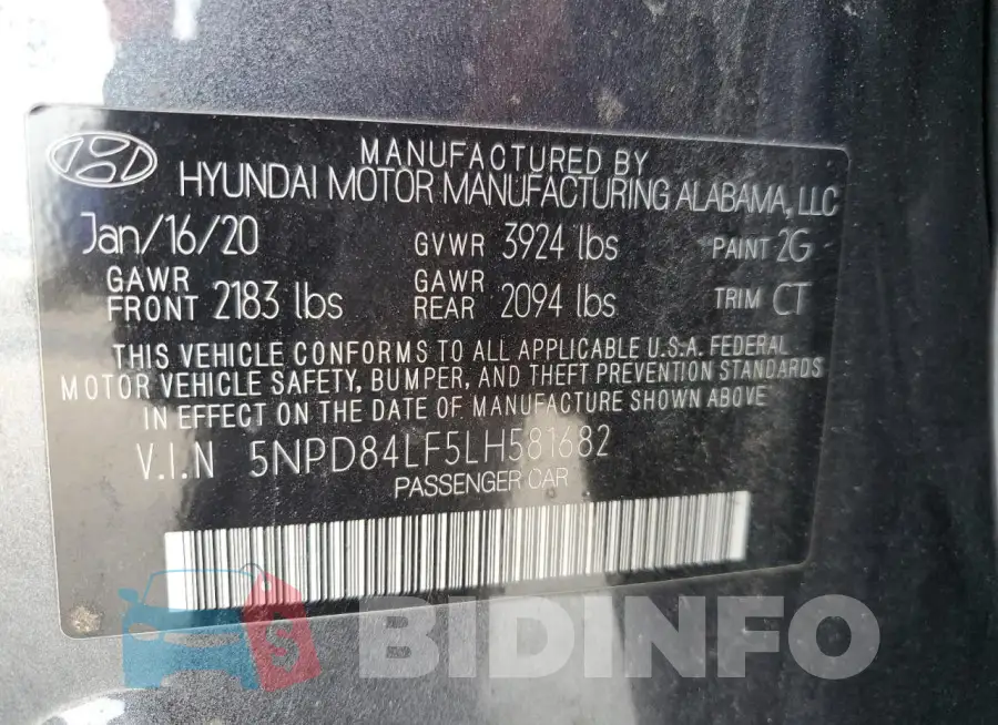 5NPD84LF5LH581682 Photo# 13