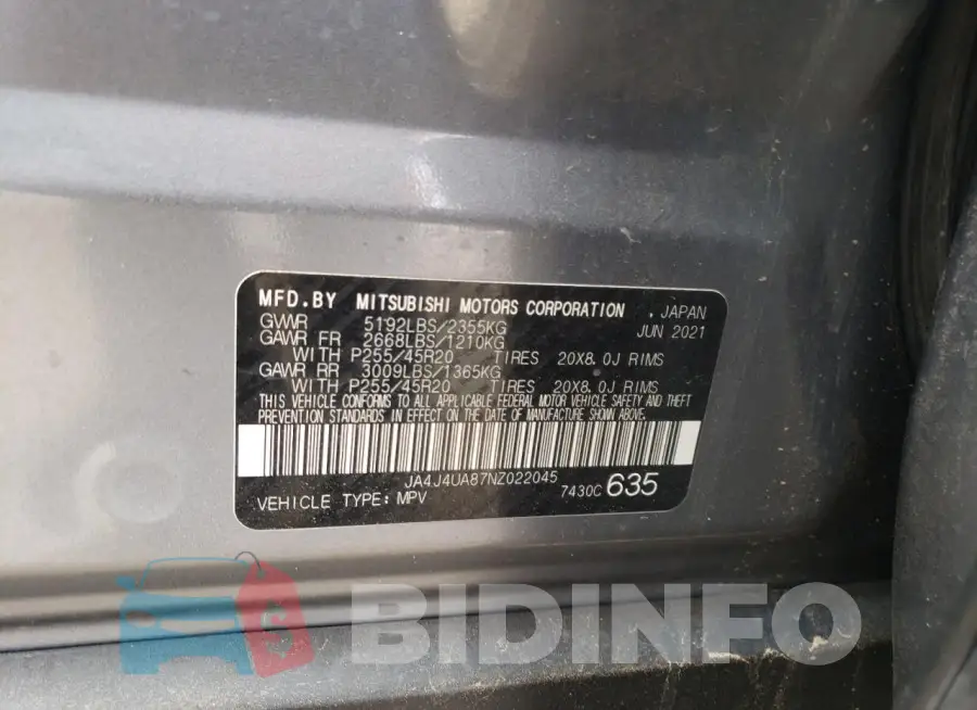 JA4J4UA87NZ022045 Photo# 12