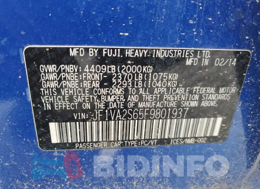 JF1VA2S65F9801937 Photo# 13