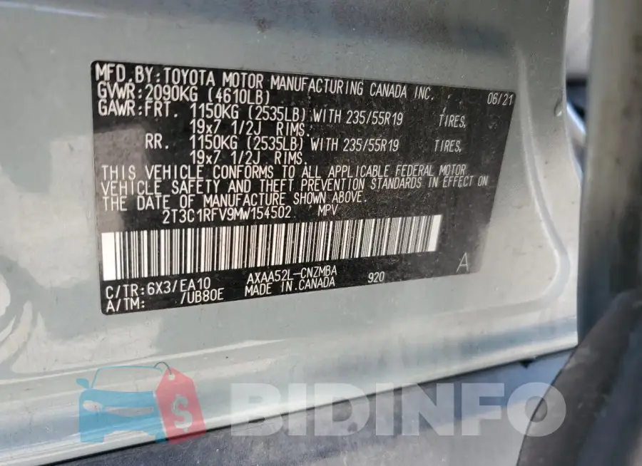 2T3C1RFV9MW154502 Photo# 12