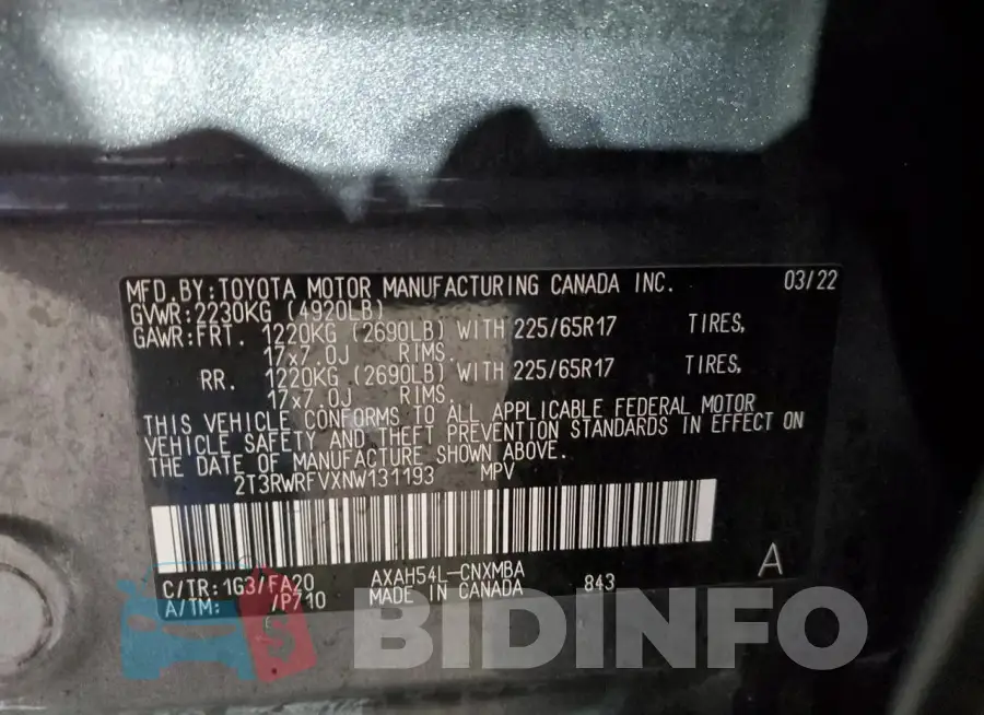 2T3RWRFVXNW131193 Photo# 13