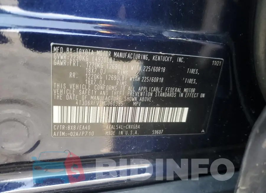 4T3D6RFV2MU060385 Photo# 12