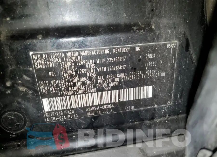 4T3RWRFV3NU066588 Photo# 12