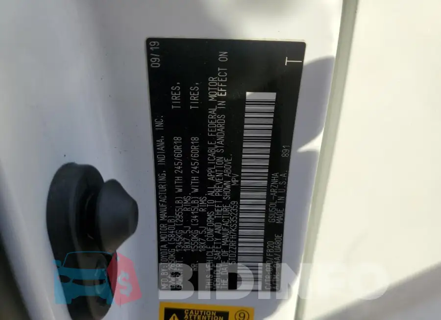 5TDZZRFH7KS352359 Photo# 14